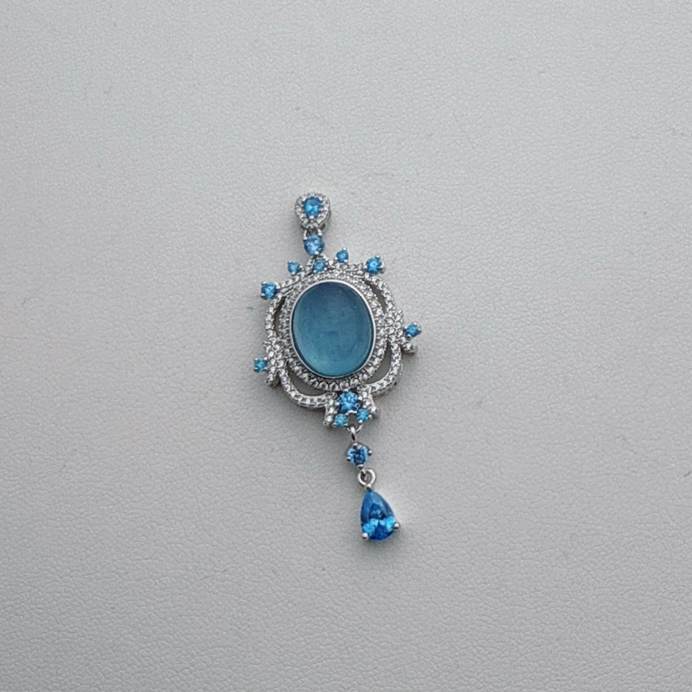 SGP19 S925 Stamped Aqua Marine Pendant - Picture 5 of 6